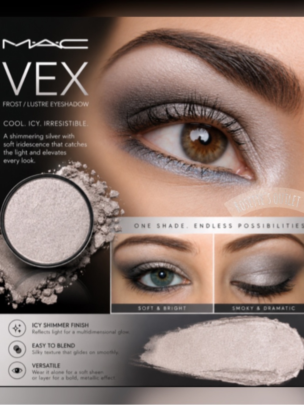 MAC Cosmetics VEX Frost Lustre Eyeshadow — Icy Silver Shade
